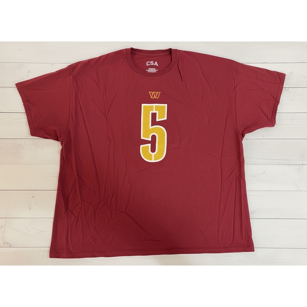 NEW CSA Washington Commanders Jayden Daniels 5 T-Shirt Mens 3XL Burgundy Gold